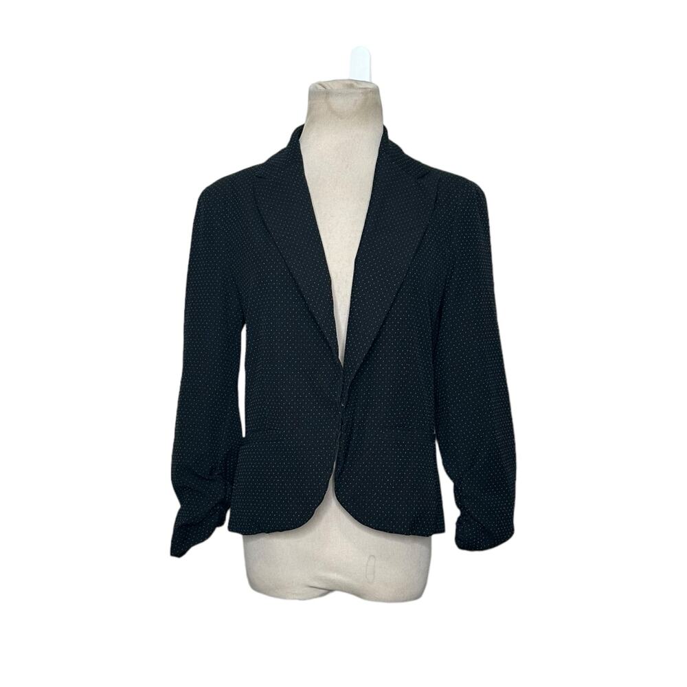 Amanda + Chelsea black white polka dots 3/4 sleeves blazer size 10